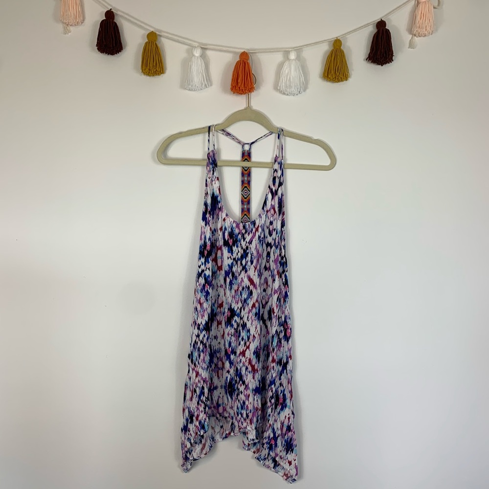 Lavender Brown Beaded T-back Tank Top Medium